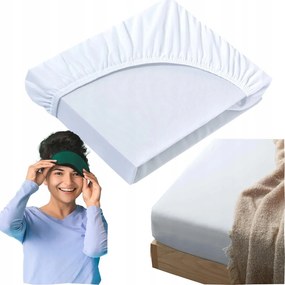 Jersey gumis pamut lepedő ágyra 160x200 cm fehér, fehér