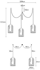 Pamukkale fekete függőlámpa 3 izzóval - Opviq lights