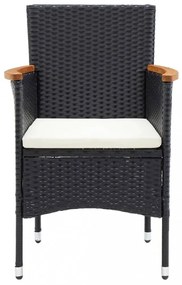 vidaXL 7 részes fekete polyrattan kerti étkezőgarnitúra párnákkal