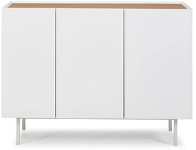 Fehér alacsony komód tölgyfa dekorral 110x85 cm Arista – Teulat