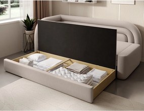 Bézs bársony kinyitható-tárolóhelyes kanapé bal oldali 223 cm Fabillo – ELTAP