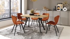 Mazzoni ALDO Arany Craft tölgy/fekete lábak - LOFT/IPARI STÍLUSÚ BŐVÍTHETŐ KEREK ASZTAL NAPPALIBA/ÉTKEZŐBE "Y" ALAKÚ LÁBAKKAL
