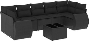 vidaXL 8 részes fekete polyrattan kerti ülőgarnitúra párnákkal