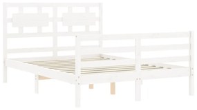 fehér tömör fa ágykeret fejtámlával 120 x 200 cm