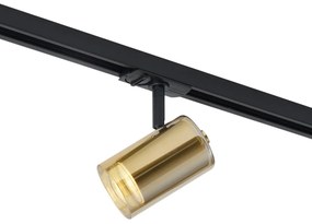 Modern arany színű spotlámpa borostyán üveggel 1 fázisú sínrendszerhez - Iconic Lloyd