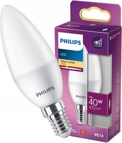 Led izzó Gyertya E14 5W 40W 470lm 2700K Meleg fehér Philips