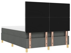 Boxrugós ágy fejtámlával Sötétszürke 160 x 200 cm szövet