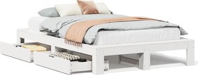 vidaXL fehér tömör fenyőfa ágy matrac nélkül 135 x 190 cm