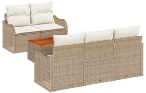 vidaXL Kerti Kanapé Szett párnával 6 pcs Bézs polirattan