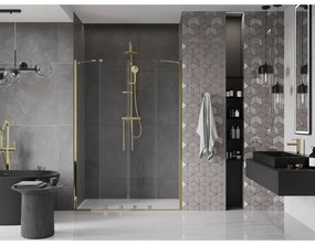 Mexen Velar Duo, nyitható tolóajtó 150x200 cm, 8mm átlátszó üveg, arany fényes, 871-150-000-02-50