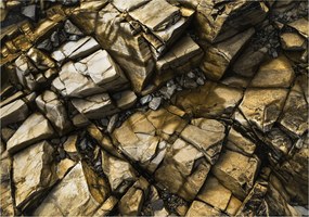 Fotótapéta flizelina Kőszikla Arany textúra Bézs és barna 312x219 +ragasztó