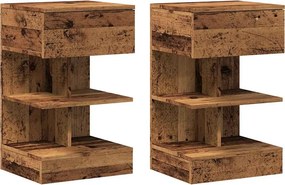 vidaXL éjjeliszekrények 2 db Régi fa 40x35x65 cm Gépesített fa