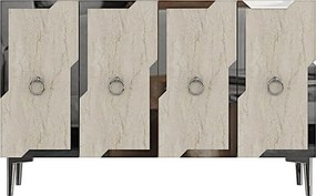 Seza 120 - White, Travertine, Silver