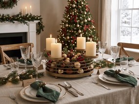 Fém adventi gyertyatartó GOLDEN ADVENT 32 cm, arany