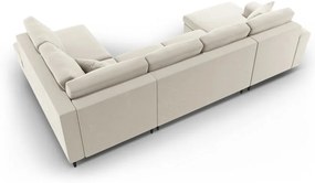 Bézs bársony kinyitható tárolóhelyes sarokkanapé (jobb oldali-U alakú) Kyoto – Cosmopolitan Design