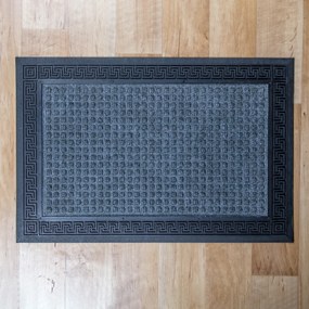 Gumis textil lábtörlő 40x60 cm – Szürke színben, négyzet mintával