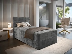 Kárpitozott boxspring ágy GLORIEN VELVET 80x200 cm szürke Matrac: Bonell rugós matrac