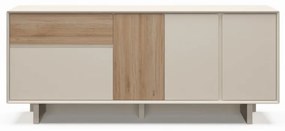 Bézs-natúr színű komód tölgyfa dekorral 180x76x45 cm Carpi – Marckeric