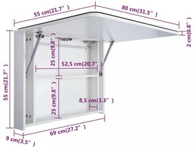 tükrös fürdőszobaszekrény LED világítással 80 x 9,5 x 55 cm