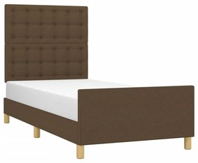sötétbarna szövet ágykeret fejtámlával 90 x 190 cm