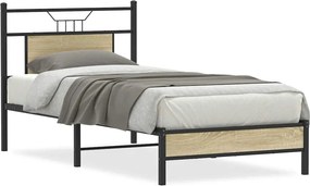 vidaXL sonoma tölgy színű szerelt fa ágykeret matrac nélkül 90x190 cm