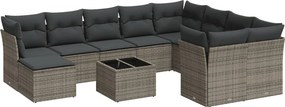 vidaXL 11 részes szürke polyrattan kerti ülőgarnitúra párnákkal