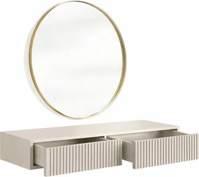 Nicole fali sminkasztal arany tükörrel 80 cm - kasmír matt