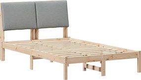 vidaXL Ágykeret Barna és világosszürke 135 x 190 cm Tömör fenyőfa