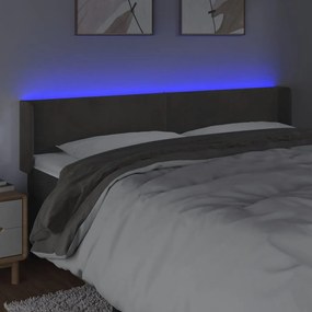 sötétszürke bársony LED-es fejtámla 203 x 16 x 78/88 cm