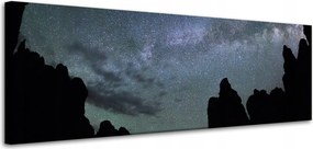 Vászonkép Természet Kozmosz Hegyek Sötétség Éjszaka Csillagászat 120x40