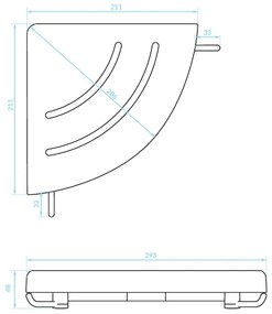 Kuchinox APO, sarok fali polc éllel 244x244x48 mm, fekete matt, LAV-AKA_704T