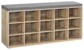 VASAGLE Cipőtartó pad, cipőpolc ülőfelülettel, 30×105×48 cm, türkizbarna–szürke