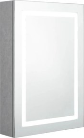 vidaXL betonszürke LED-es tükrös fürdőszobaszekrény 50 x 13 x 70 cm