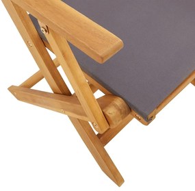 6 db antracitszürke szövet és tömör fa összecsukható kerti szék