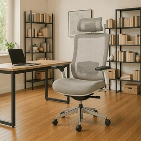 Forgószék ergonomikus kialakítással, bézs színben. SKY