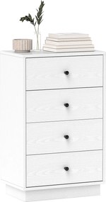 HOMCOM 4-Fiókos Modern Fiókos Szekrény Keskeny Fiókos szekrény nappaliba vagy előszobába 47x29x75 cm Fehér | Aosom