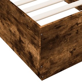 füstös tölgy színű szerelt fa ágykeret LED-del 90 x 190 cm