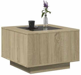 Sonoma tölgy szerelt fa dohányzóasztal LED-del 60 x 60 x 40 cm