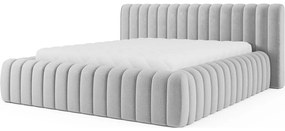 Világosszürke kárpitozott ágyneműtartós franciaágy ágyráccsal 160x200 cm Carilla – ELTAP