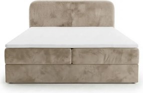 Kárpitozott boxspring ágy FORENA 180x200 cm bézs Matrac: Bonell rugós matrac