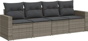 vidaXL 4 részes szürke polyrattan kerti ülőgarnitúra párnákkal