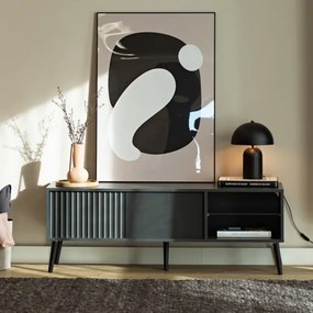 BARCELONA komód/alacsony szekrény, 135 cm, 1 ajtós | Antracit/fekete