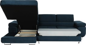 Sarokülőgarnitúra, kék, balos kivitel, AMARETA