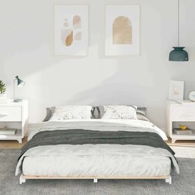 Földi ágykeret Fehér 150 x 200 cm Tömör fenyőfa