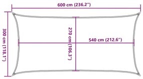 krémszínű HDPE napvitorla 160 g/m² 3 x 6 m
