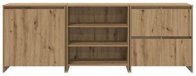 Oldalszekrények 3 pcs kézműves tölgy 70 x 41 x 75 cm Faanyag