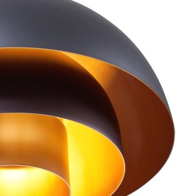 Modern fekete függőlámpa arany belsővel - Loes