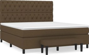 vidaXL sötétbarna szövet rugós ágy matraccal 160 x 200 cm
