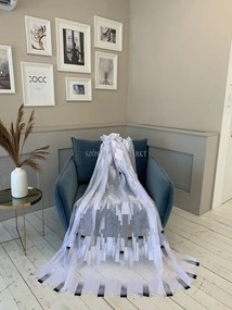 Kész függöny fehér-fekete mintával 300x180 cm