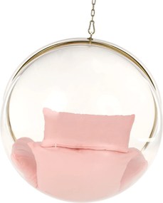 Függő fotel, átlátszó/arany/rózsaszín, BUBBLE NEW TYP 1